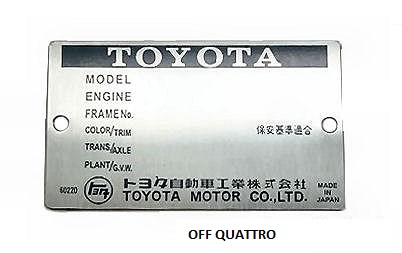 Targhetta Identificativo Telaio Toyota Land Cruiser BJ/FJ/HJ 40-0