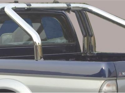 Roll Bar Sponde Inox (versione 3 tubi)Ø 76mm - Mitsubishi L200 TDI Simple-Double cab 1993/2006-0