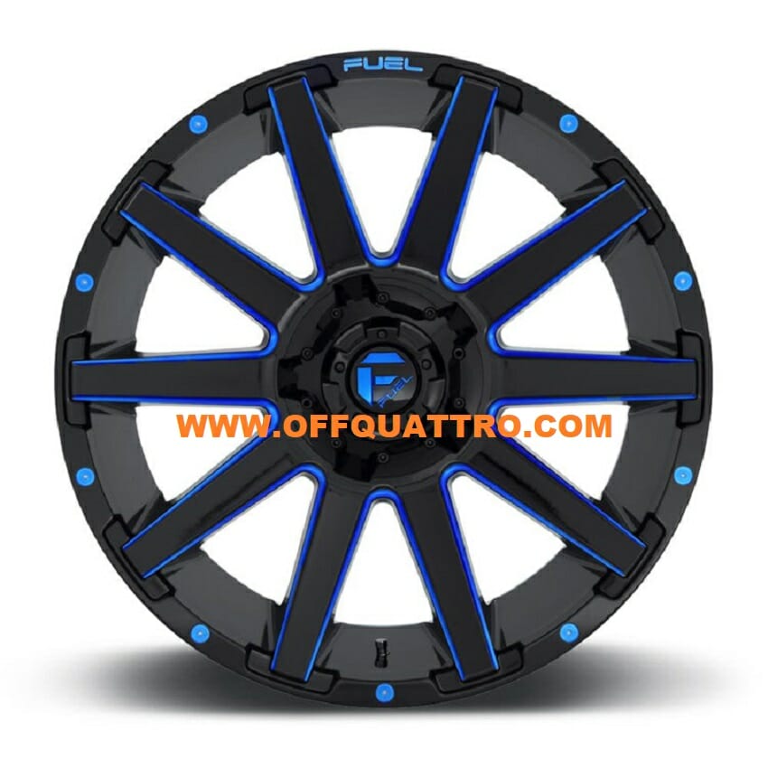 Cerchio in lega D644 Contra Gloss Black/Blue Tinted Clear Fuel 20X9 ...