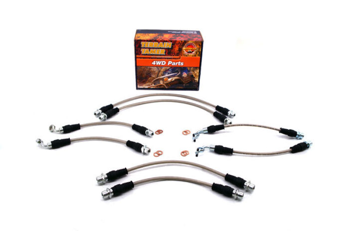 KIT TUBO FRENO INTRECCIATO-ADATTO A SUSP. RIALZATE DA 2" ADATTO AD ABS E SC-TOYOTA LAND CRUISER VDJ76/78/79-ANNO 08/2016-TERRAIN TAMER