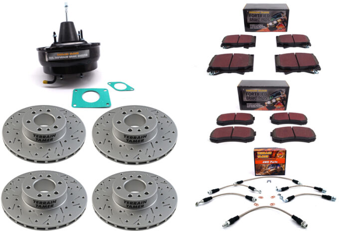 KIT AGGIORNAMENTO FRENI FORTIFICATI E TAMBURO POSTERIORE TUTA ABS W/O VSC-TOYOTA LAND CRUISER SERIE VDJ76/78/79-ANNO 08/2016-TERRAIN TAMER