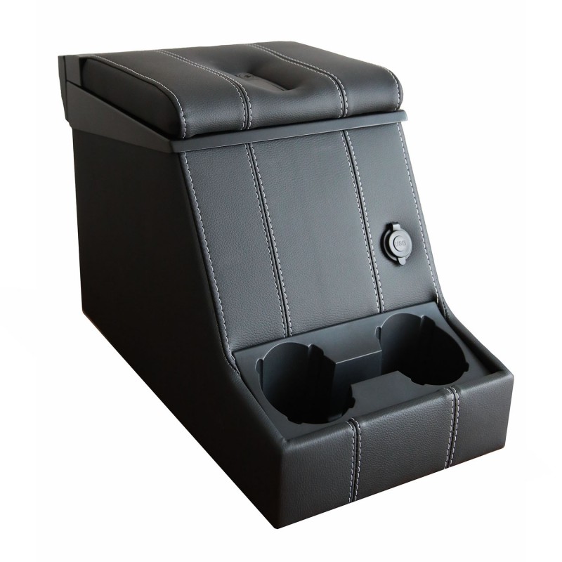 LOC BOX INTERO PELLE NERA CUCITURE BIANCHE-Land Rover della serie II, IIA,III, Defender e Puma