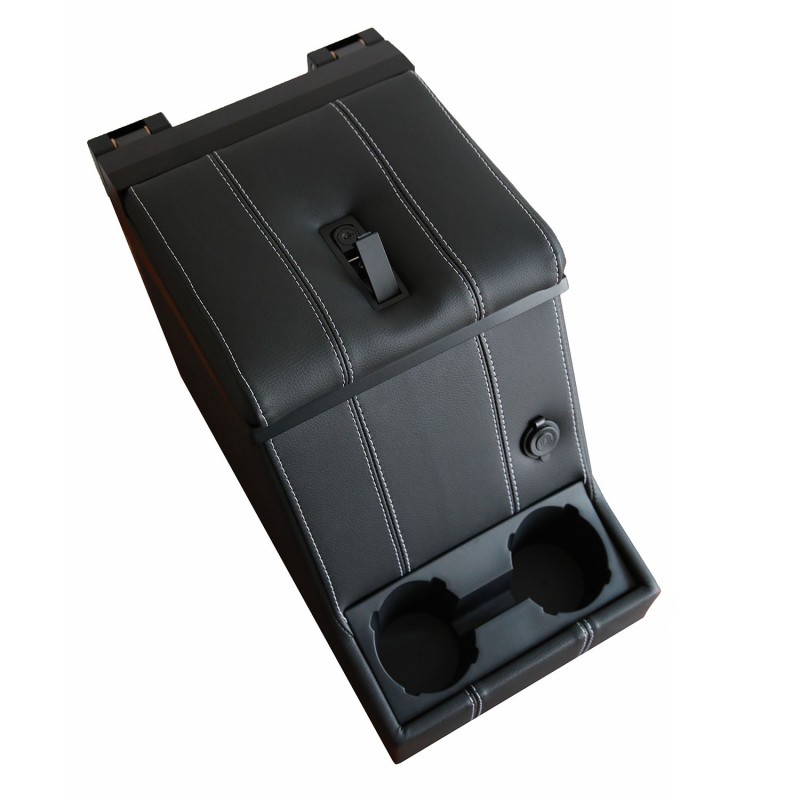 LOC BOX INTERO PELLE NERA CUCITURE BIANCHE-Land Rover della serie II, IIA,III, Defender e Puma - immagine 2
