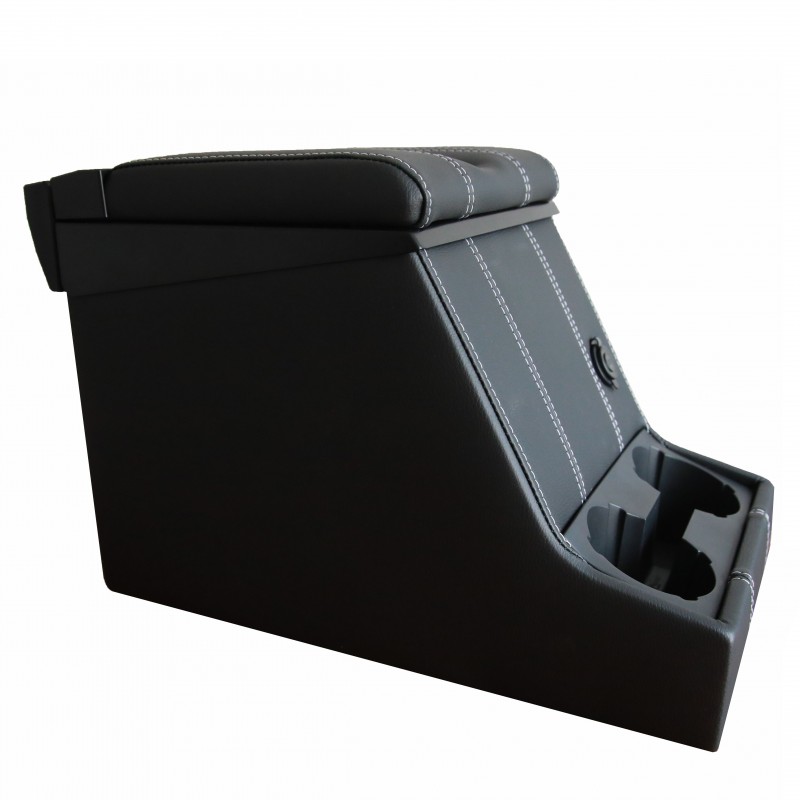 LOC BOX INTERO PELLE NERA CUCITURE BIANCHE-Land Rover della serie II, IIA,III, Defender e Puma - immagine 3