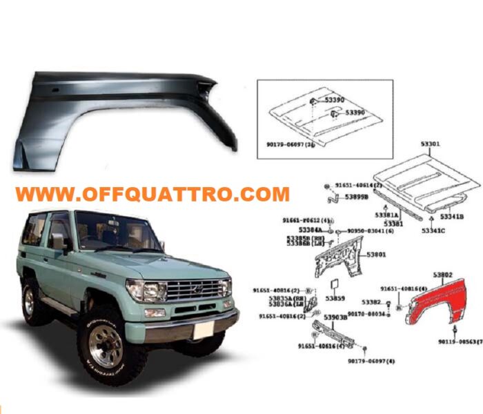 53802 60341fc right fender toyota lj70 b